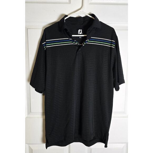 FootJoy Golf‎ Polo-Black/Stripped-Men's M - Picture 1 of 7